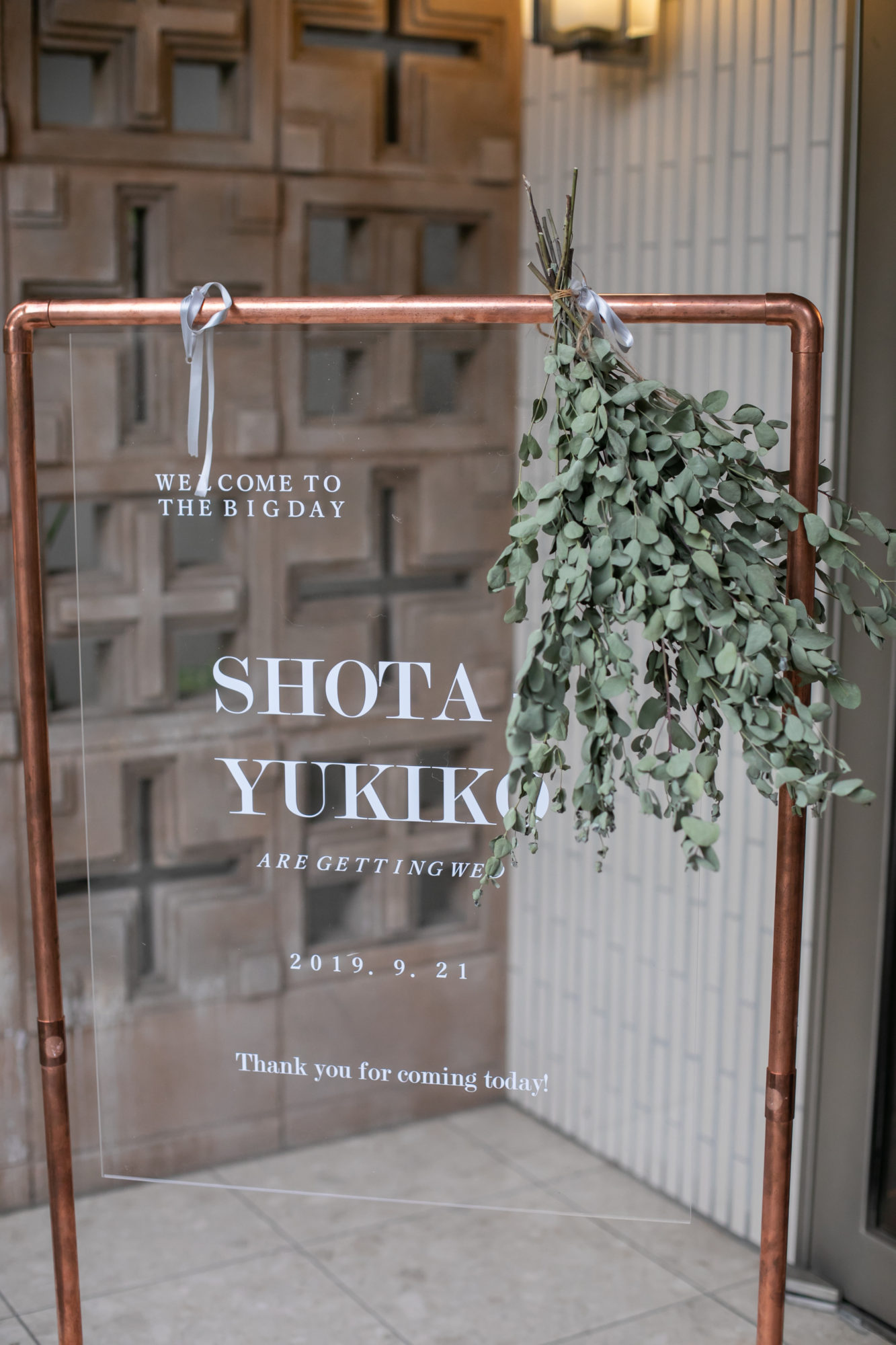 ガラスのウェルカムボード