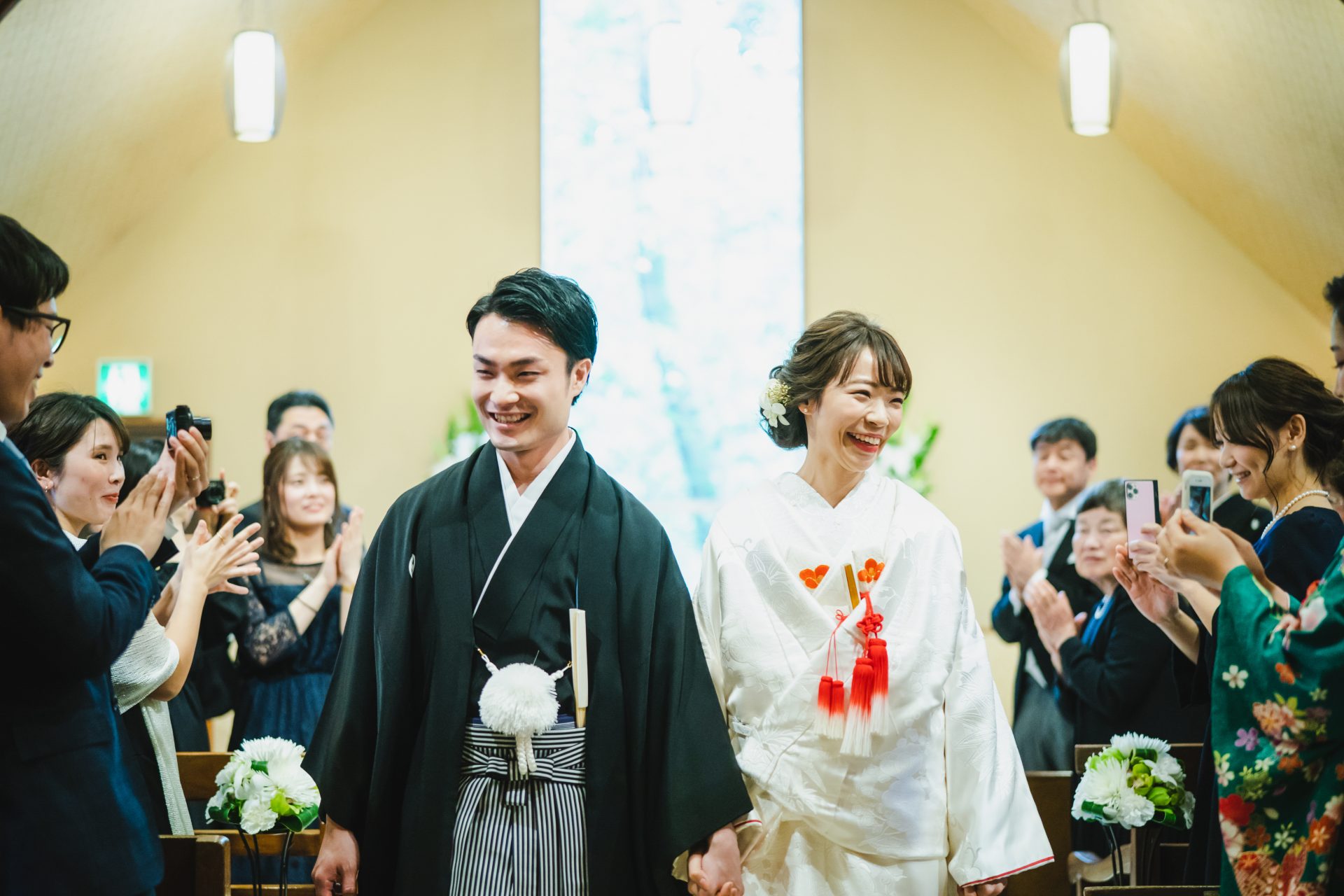 ザ・トリート・ドレッシング神戸店が提携する蘇州園で白無垢と袴でお式を挙げられた新郎新婦様