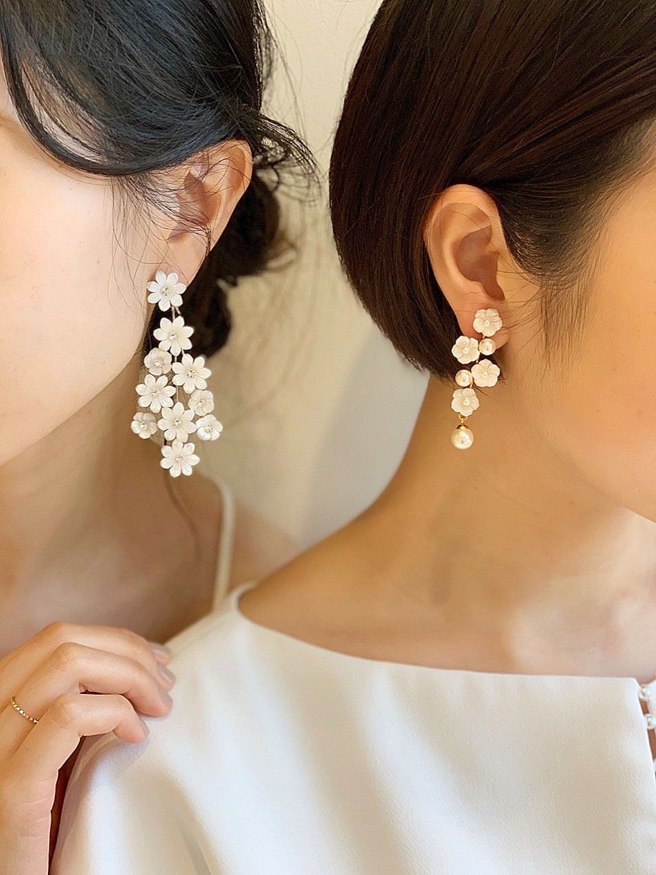 トリートドレッシング京都店に入荷した、小花とパールのモチーフが可憐な花嫁様におすすめのイヤリング