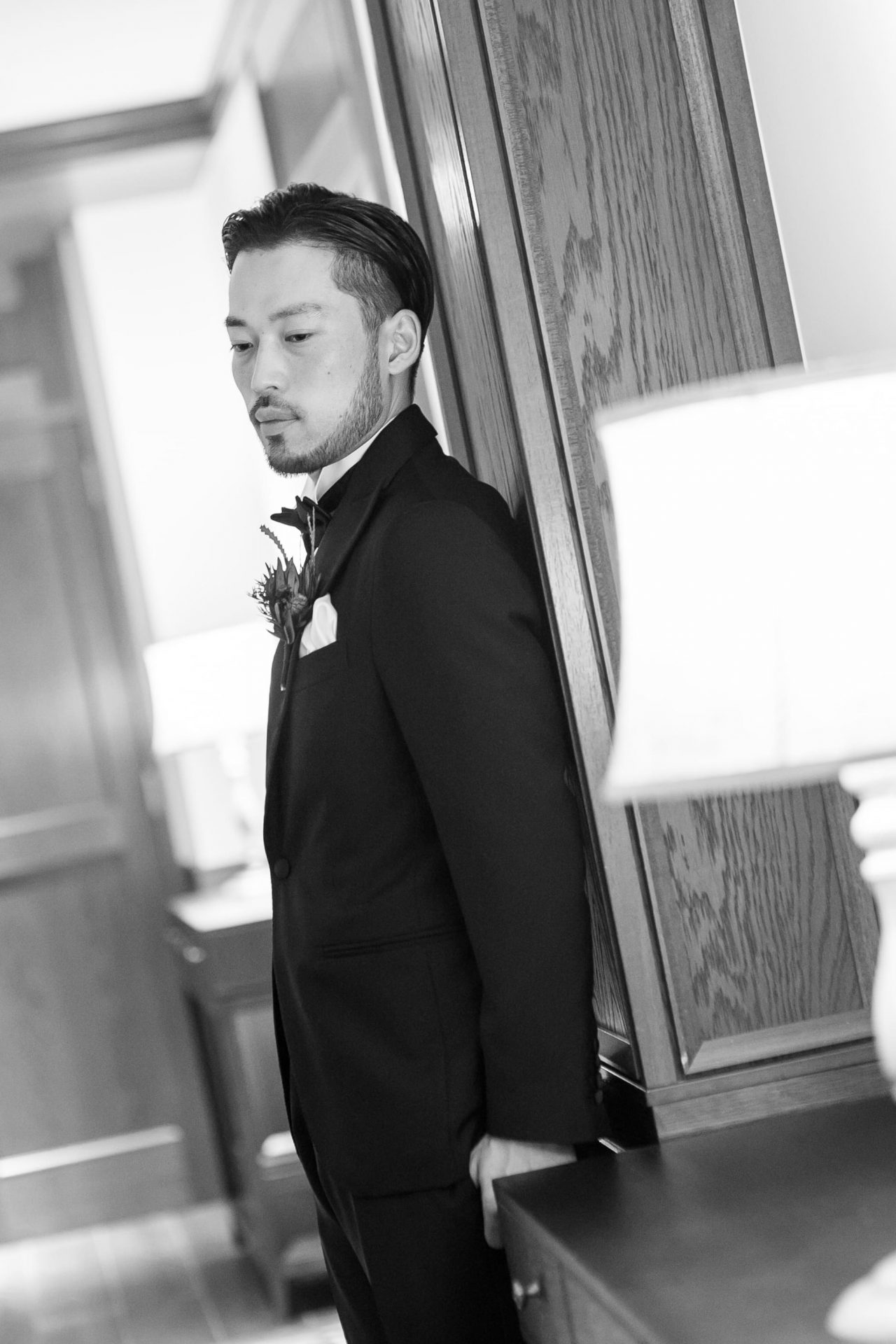 ザトリートドレッシング名古屋店よりクラシカルスタイルをお好みのご新郎様におすすめのブラックタキシード