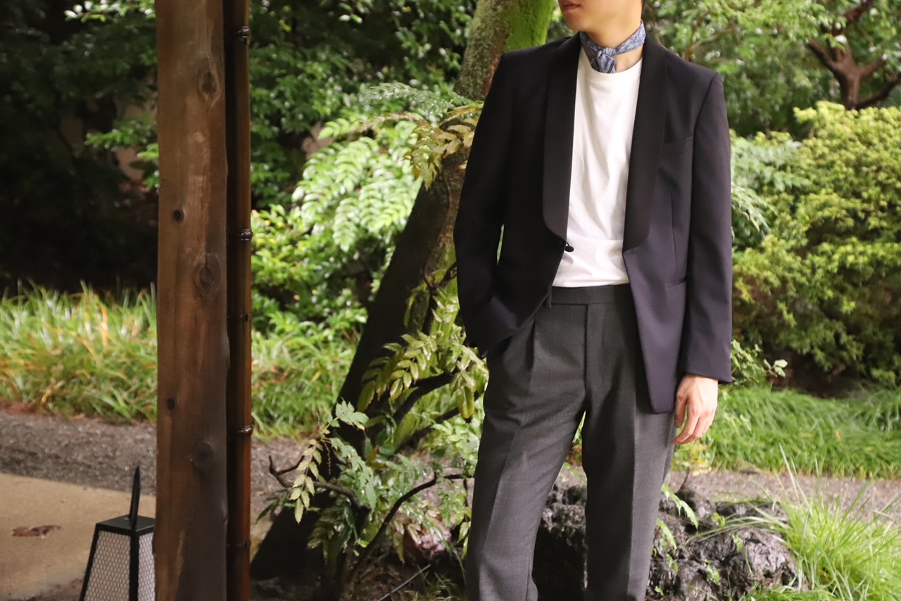 ザトリートドレッシング大阪店がご紹介するご新郎様におすすめのオーダータキシードを使用したカジュアルコーディネート