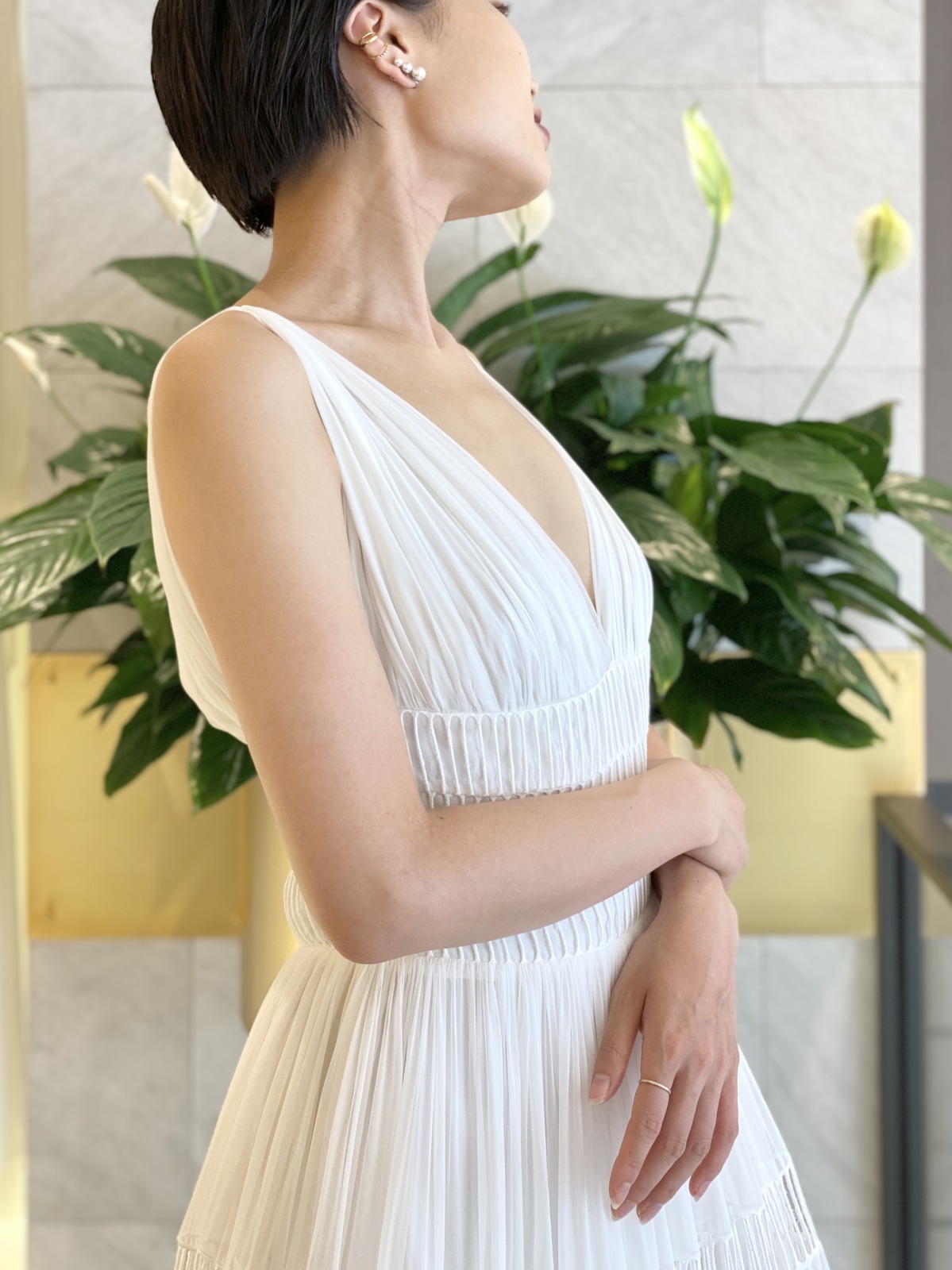 トリートドレッシングがおすすめするシフォンのAラインナチュラルウェディングドレス