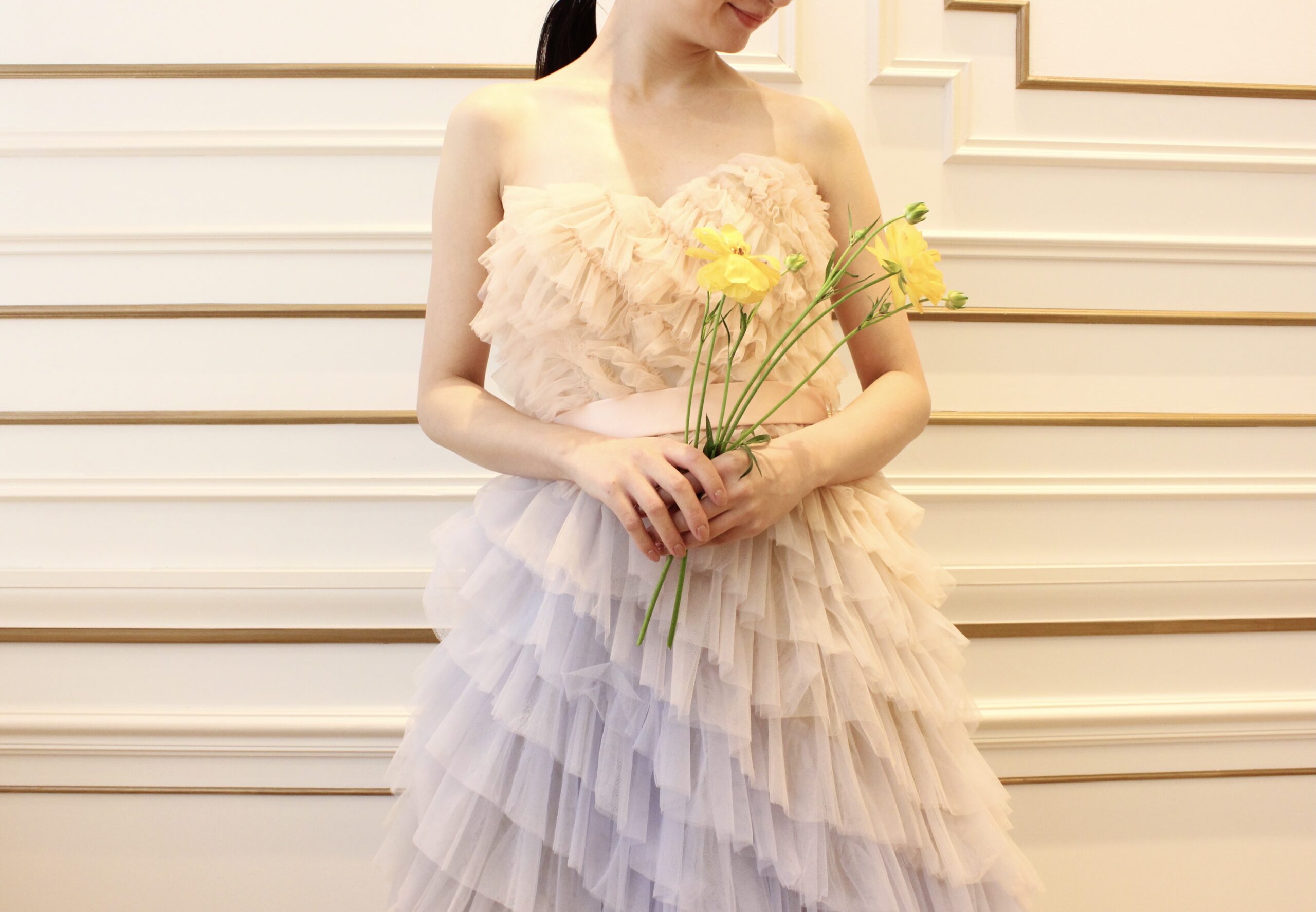 ザ トリート ドレッシング名古屋店がおすすめするピンクでチュールのウェディングドレス