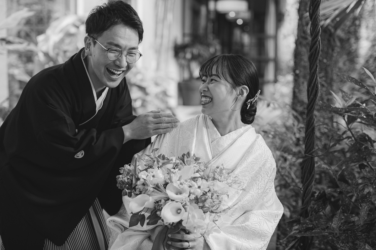 ウィズ ザ スタイル フクオカでのモダンな前撮りでのヘアメイクは、ステレオ、カメラマンはplay.incが手がけました