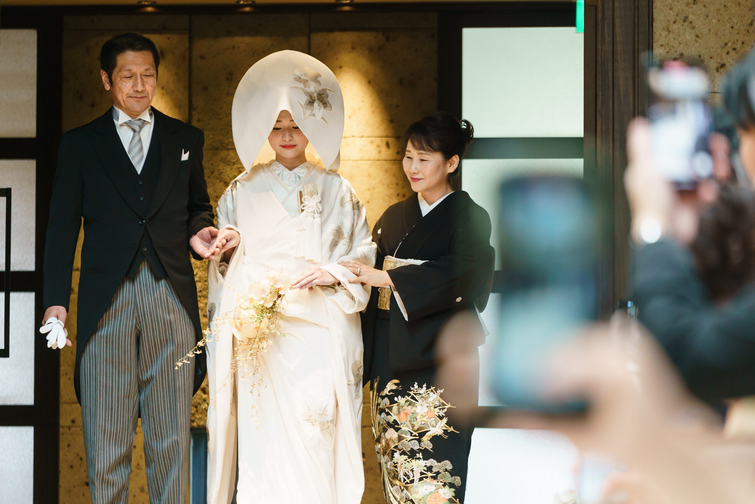 ザカワブンナゴヤにて白無垢と綿帽子で迎える和装人前式