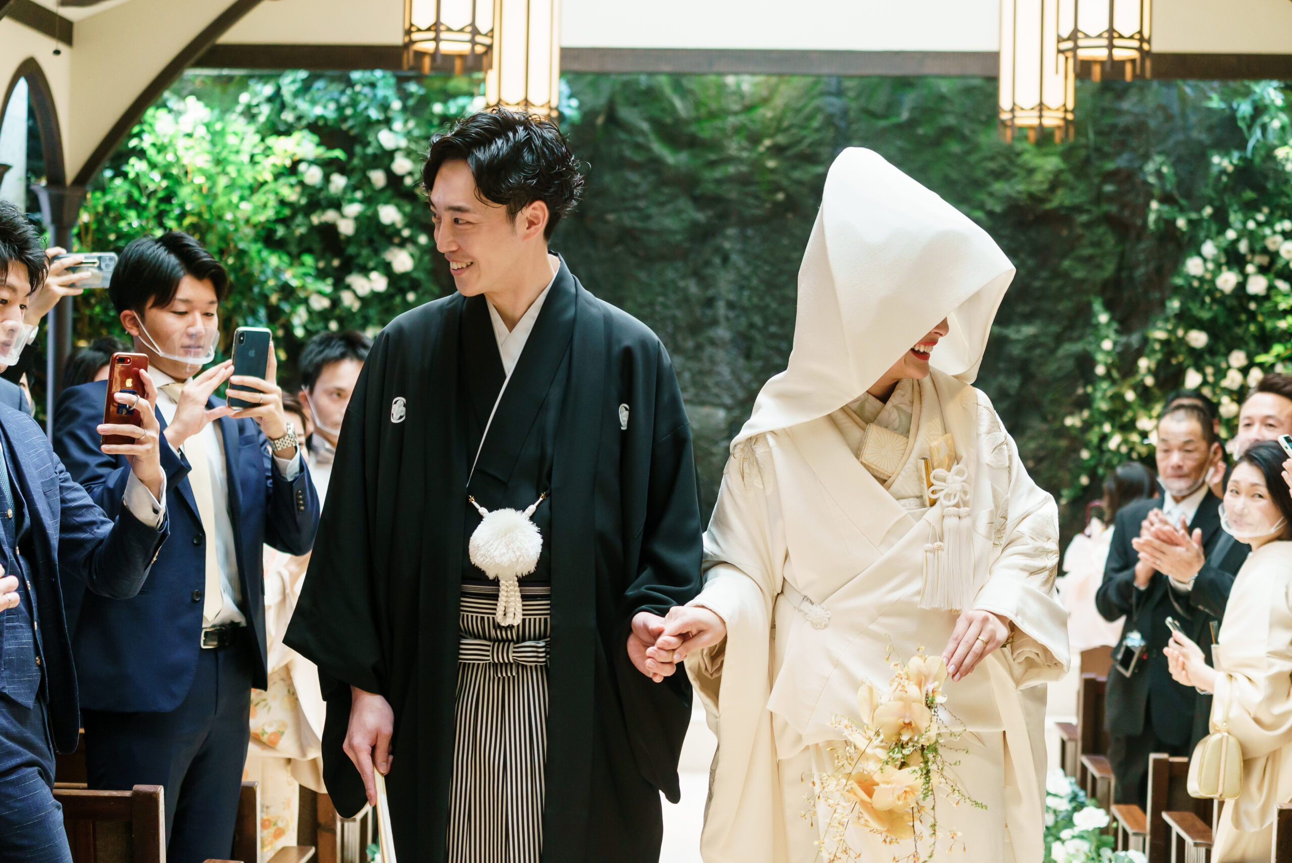 ザカワブンナゴヤで行うザトリートドレッシング名古屋店がおすすめする金刺繍の白無垢をお召しになられた和装人前式のパーティレポート