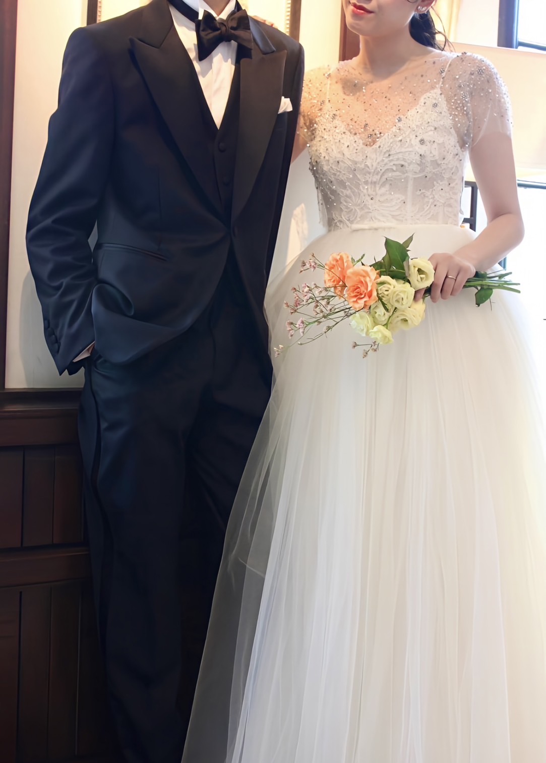 THE TREAT DRESSING京都店がお取り扱いをしているモニークルイリエのプリンセスラインのウェディングドレスで叶えるパーティースタイル