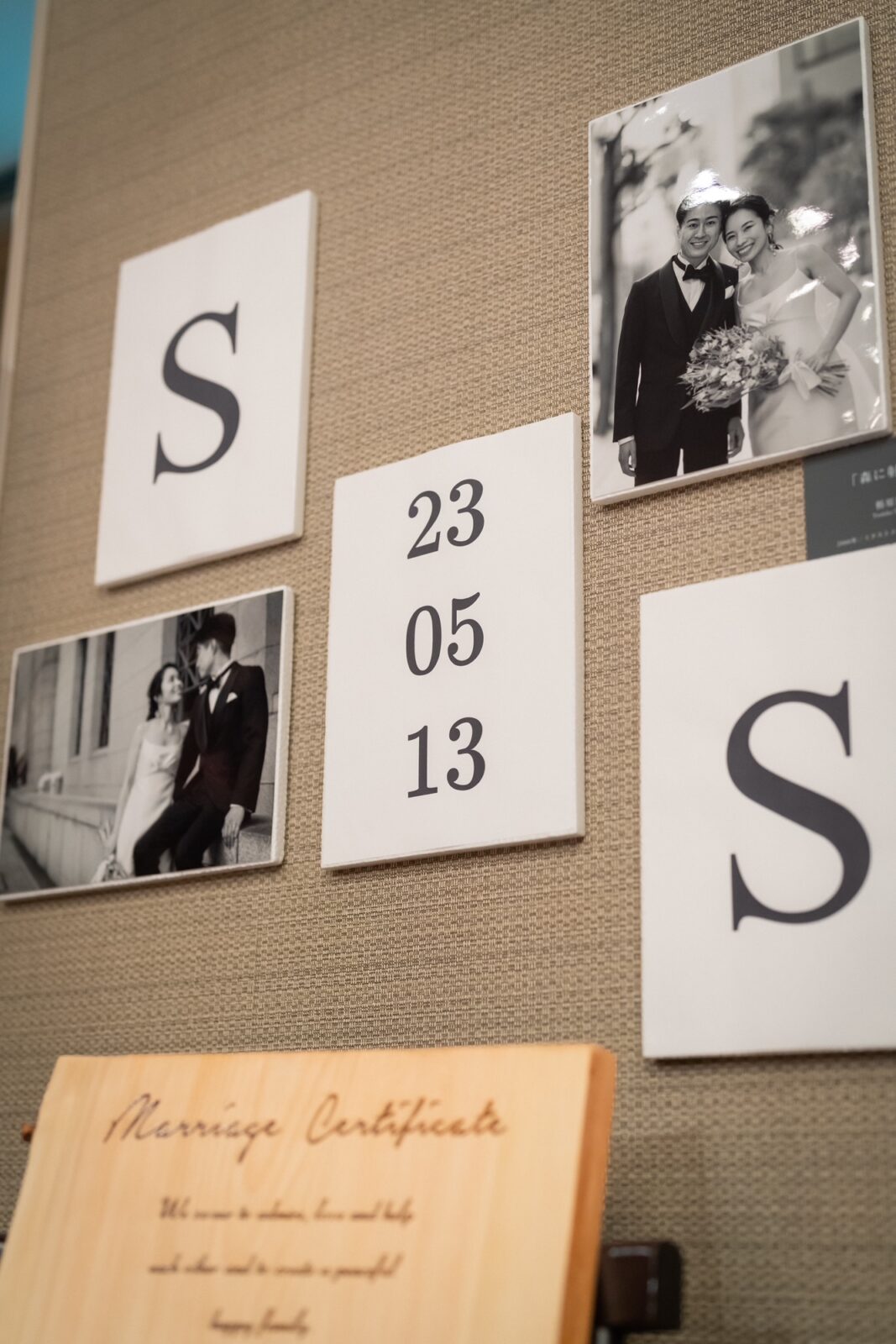 ウェルカムスペースに飾られたオリエンタルホテル神戸での前撮りフォト