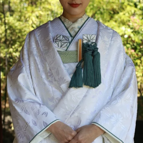 ザ ガーデン オリエンタル大阪の花嫁限定の緑グレーや寒色の白無垢と和装小物のご紹介