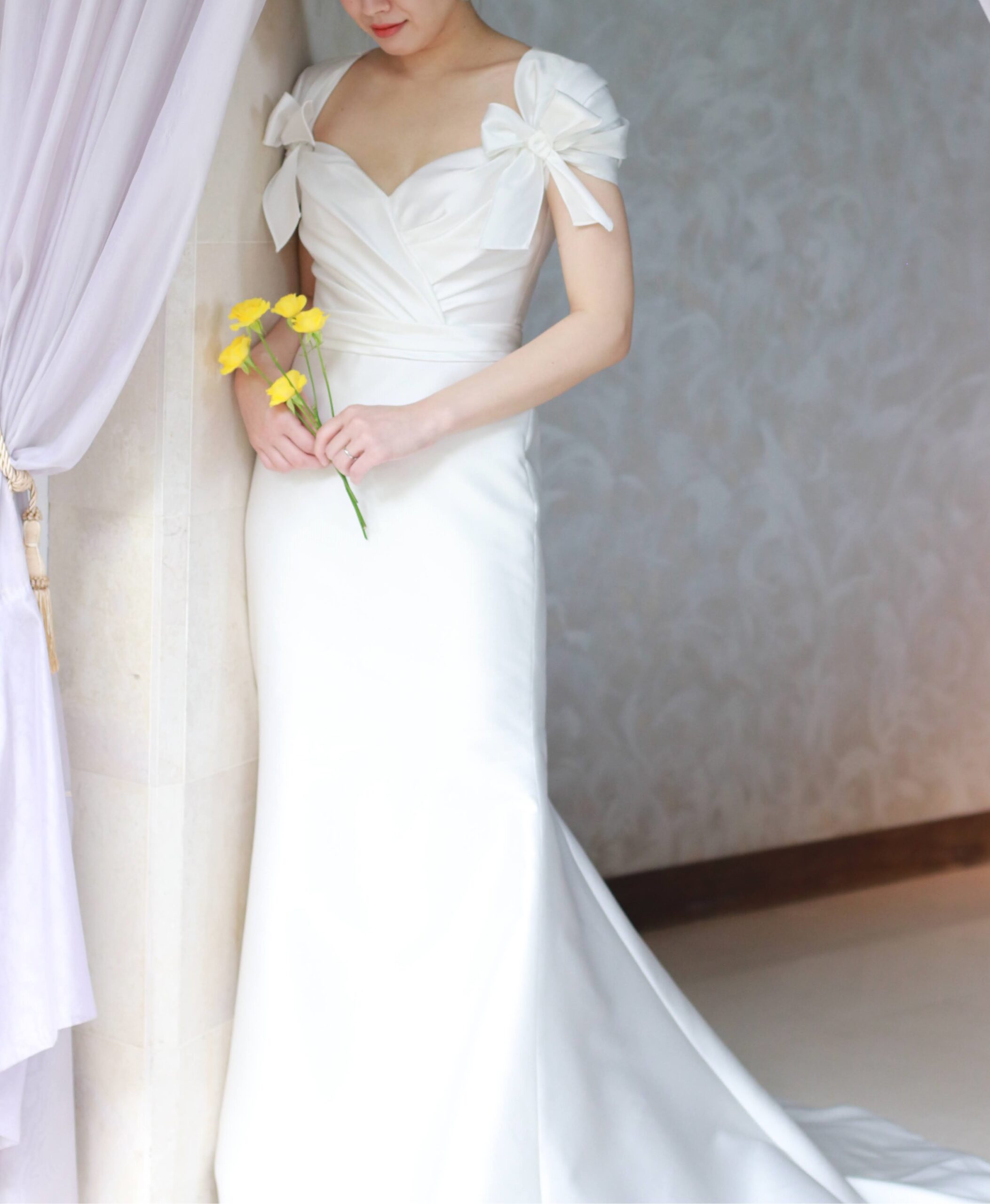 トリート福岡店に入荷したリーム アクラの新作のマーメイドラインのウェディングドレスは、フェミニンな雰囲気がお好みでAラインやプリンセスラインをご検討の花嫁におすすめ