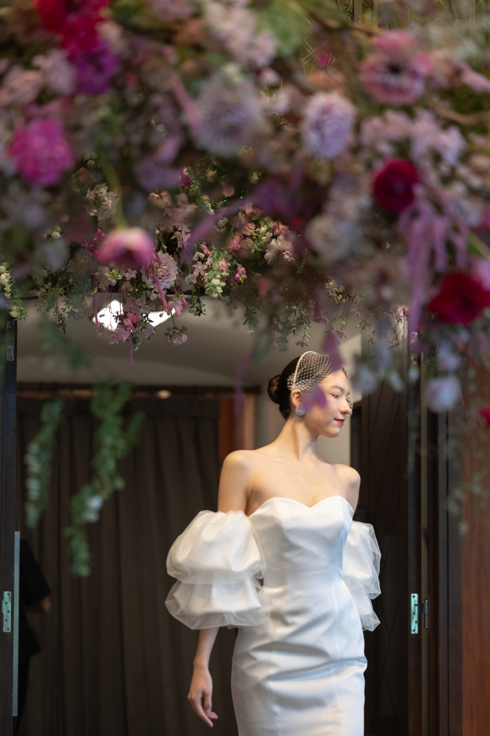 トリートメゾンから入荷した新作のパフスリーブのマーメードウェディングドレスはトリート大阪店限定で入荷しました